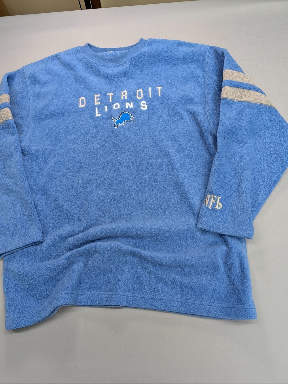 Detroit Lions NFL Fleece Sweatshirt Blue Large Vintage